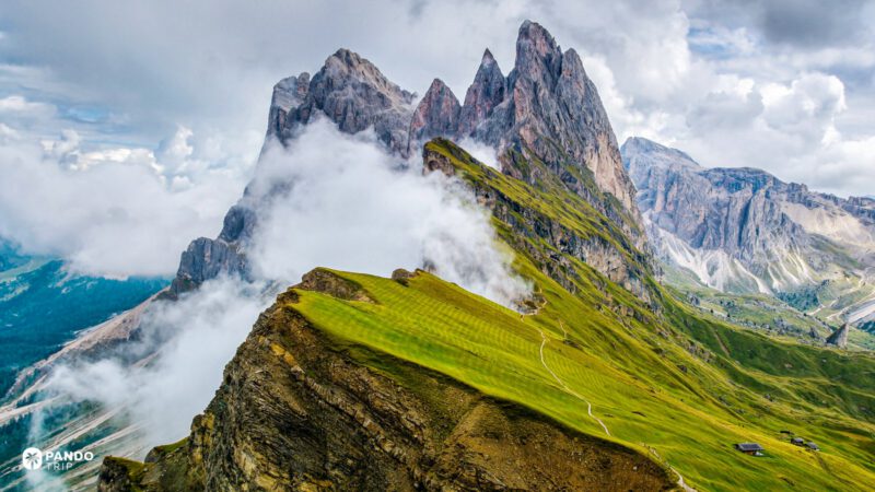 Breathtaking nature and one of the best natural places in the world - Seceda ridge in the Dolomites, Italy