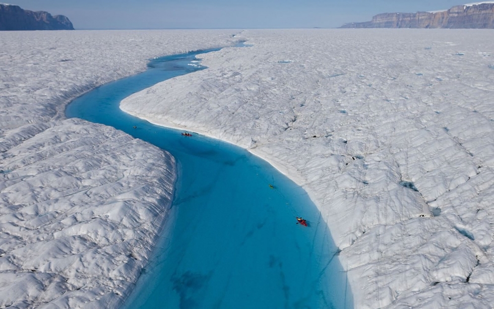 Kayaking in the Crystal Clear Blue River in Greenland