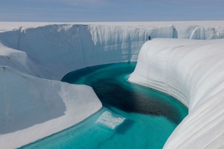 Kayaking in Crystal Clear Blue River in Greenland