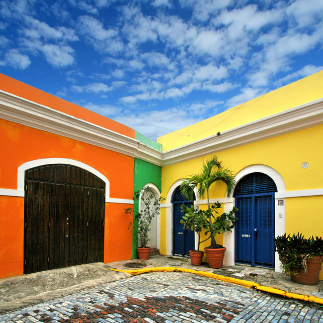 Colorful Streets and Houses in Old San Juan, Puerto Rico