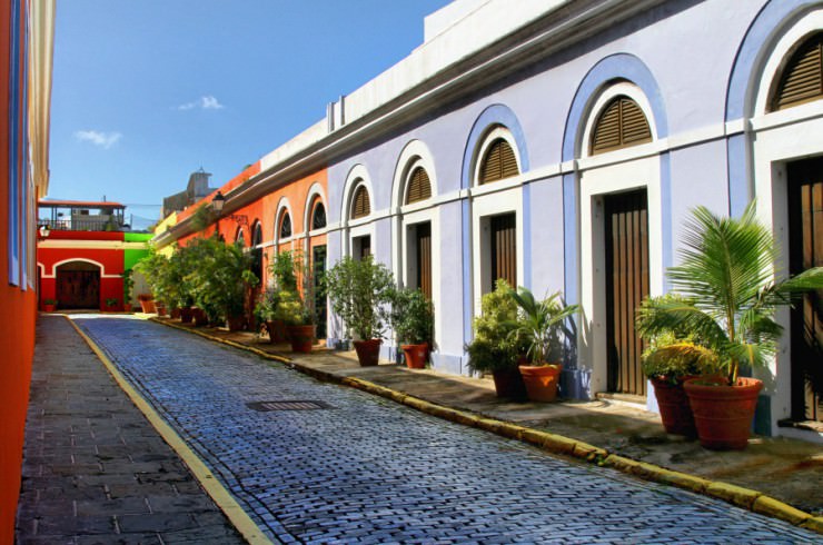 Colorful Streets and Houses in Old San Juan, Puerto Rico
