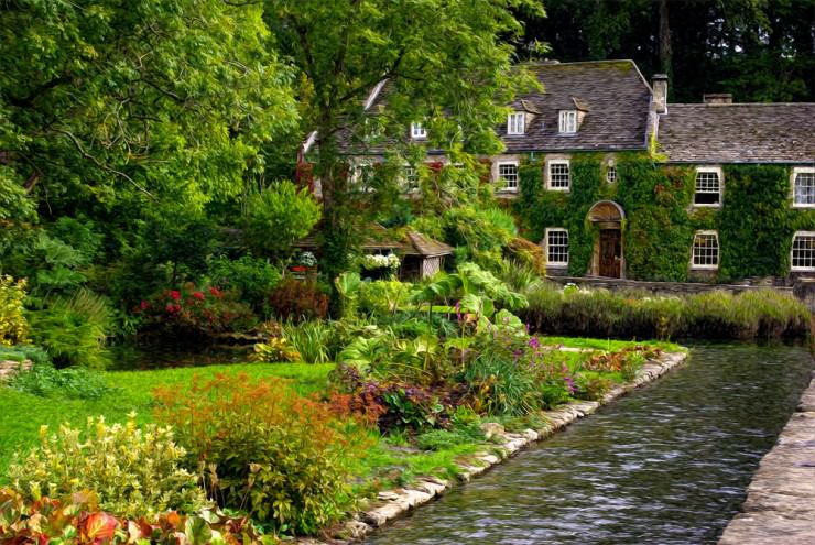 A Postcard Beautiful English Village of Bibury, UK