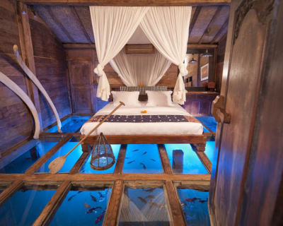 Antique Villas with Glass Floor in Bambu Indah Resort, Bali