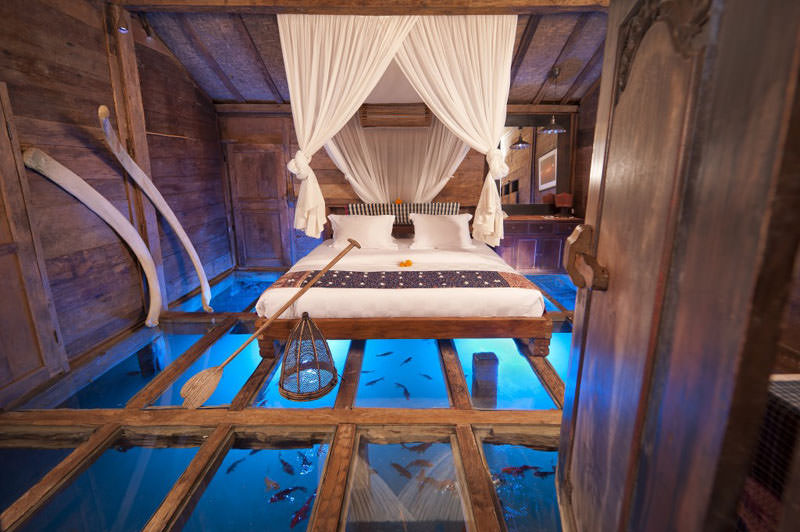 Antique Villas with Glass Floor in Bambu Indah Resort, Bali