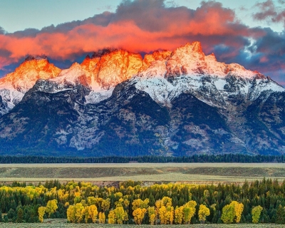 Unspoiled Nature and Snowy Peaks in The Teton Range, USA