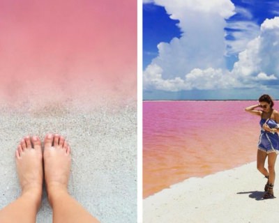 One of the most Instagram-worthy places: Naturally Pink Lagoon in Mexico