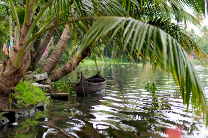Kerala Old traditional boat on a river