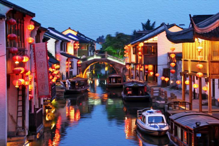 Suzhou old town in the evening