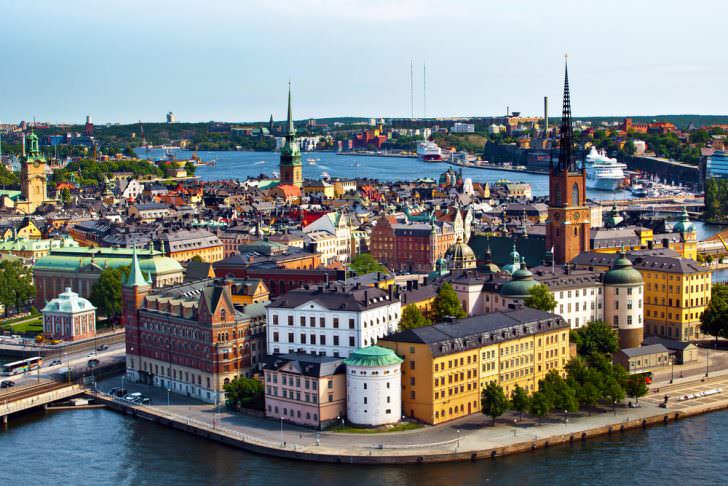 The aerial panorama of Stockholm city in Sweden