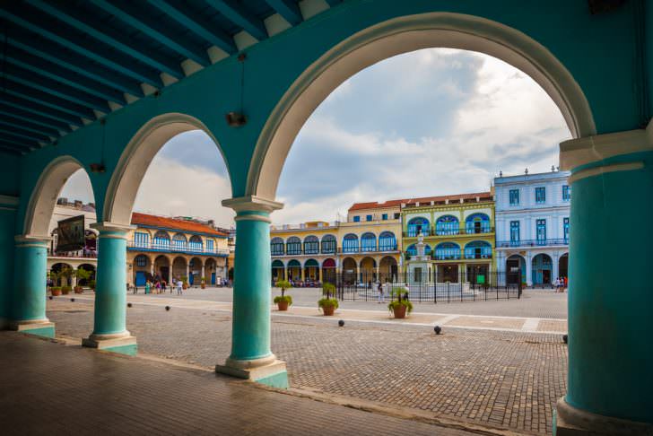 The Plaza Vieja in Havana, Cuba.