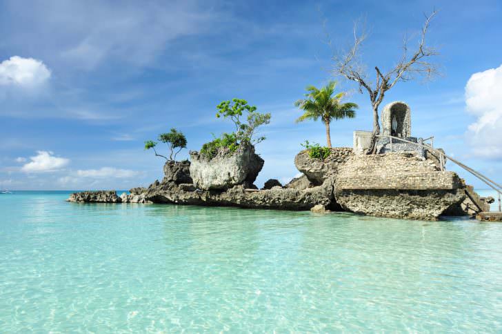 Willy's rock on a beach at Boracay, Philippines