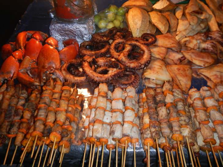 Street food market in Forodhani gardens in Zanzibar Africa