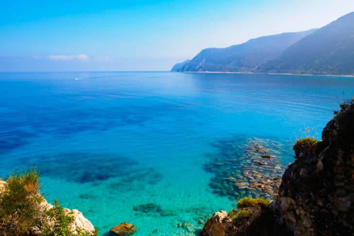 Sea at Agios Nikitas on Lefkada, Greece