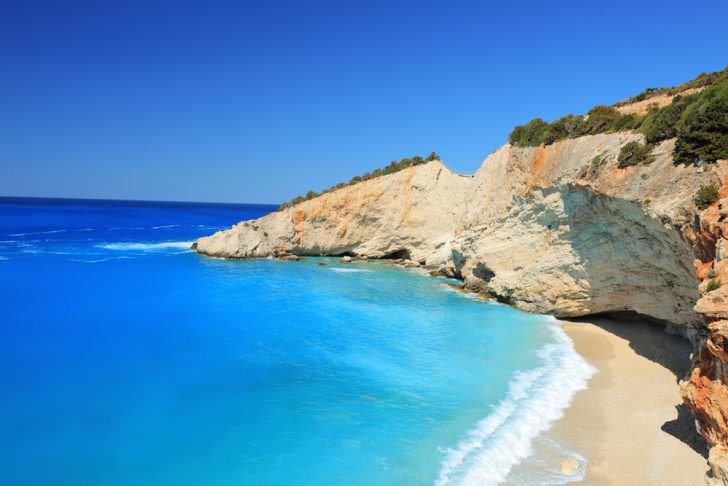 Sunny day at the famous Porto Katsiki beach on the island of Lefkada, Greece