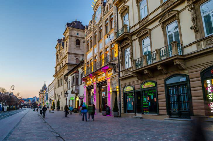 Main street of Kosice, Slovakia.
