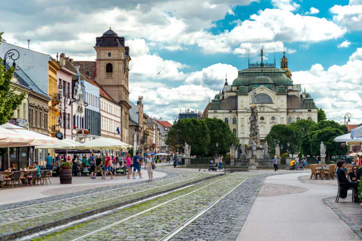 Main street of Kosice, Slovakia.