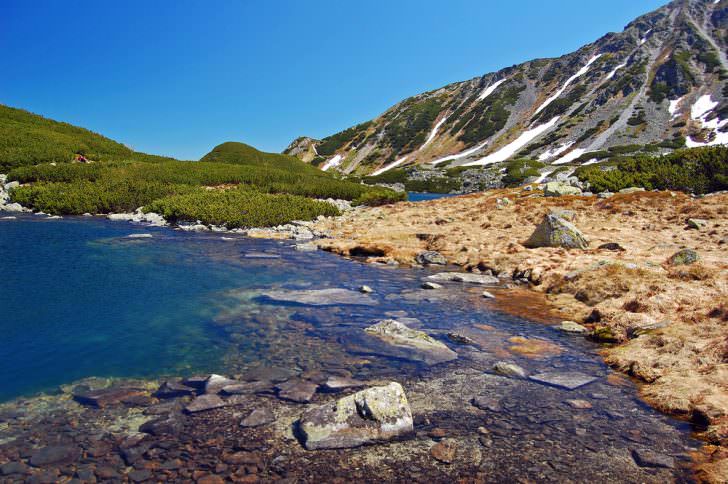 Mountain lake in 5 lakes valley of High Tatras, Poland