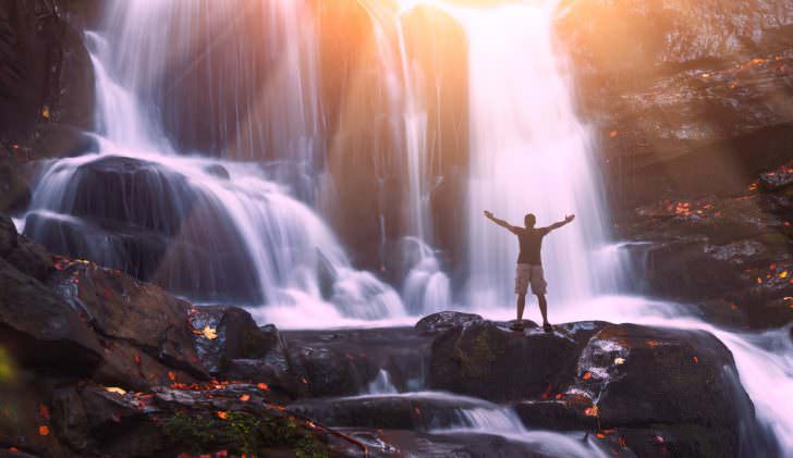 Waterfall in a Carpathian mountains, Ukraine.