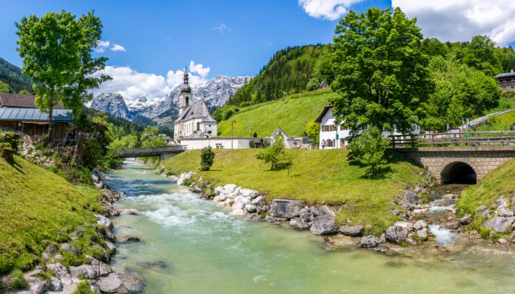 Parish Church of St. Sebastian in the village of Ramsau, Germany