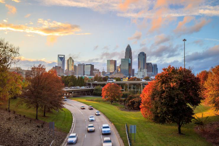 Skyline of downtown Charlotte in North Carolina, USA