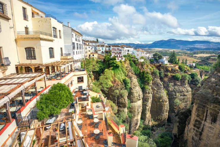 View of old town on Tajo Gorge in Ronda. Andalusia, Spain