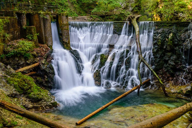 Waterfall at the Vintgar Gorge, Bled, Slovenia