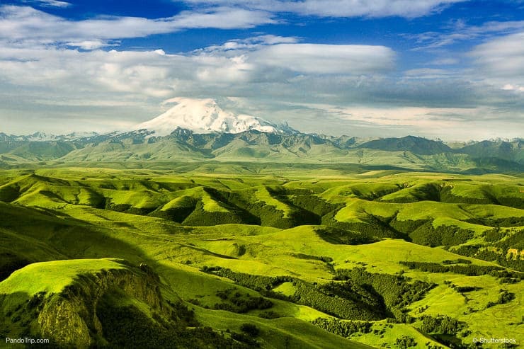 Amazing landscape with Mount Elbrus in the background