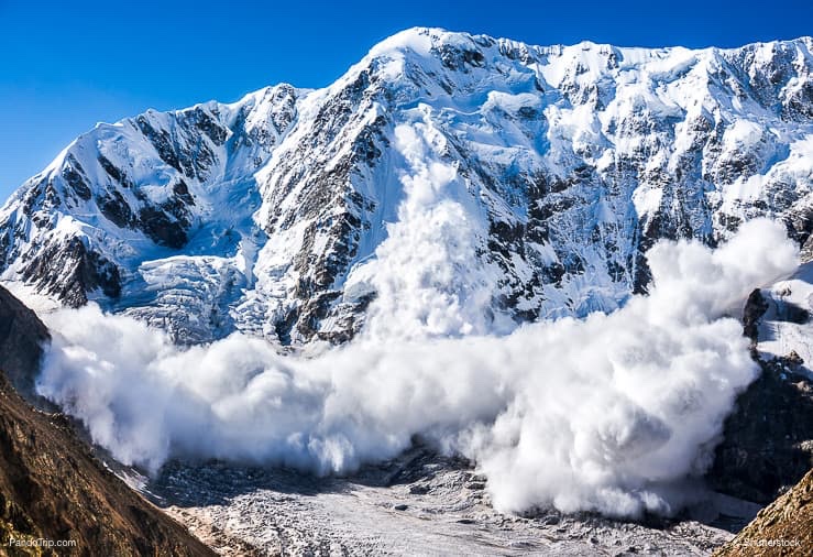 Avalanche comes from a Shkhara mountain in Georgia