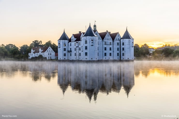 Glucksburg water castle at dawn, Germany