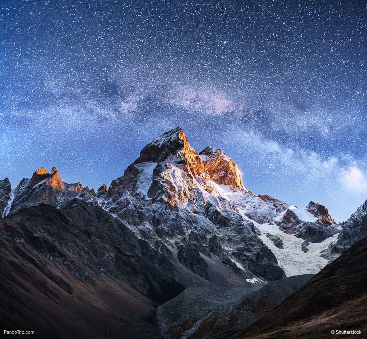 Mount Ushba at night