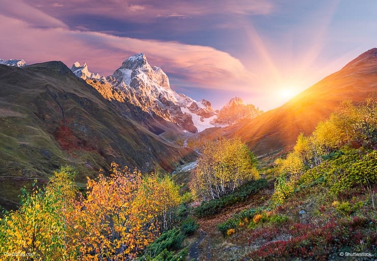 Mount Ushba in Autumn