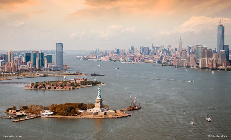 New York skyline with Statue of Liberty