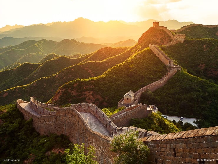 The Great Wall of China during sunset