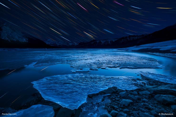 Abraham Lake at night