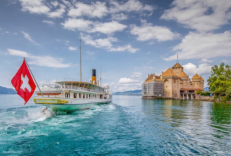 Excursion ship and Chateau de Chillon