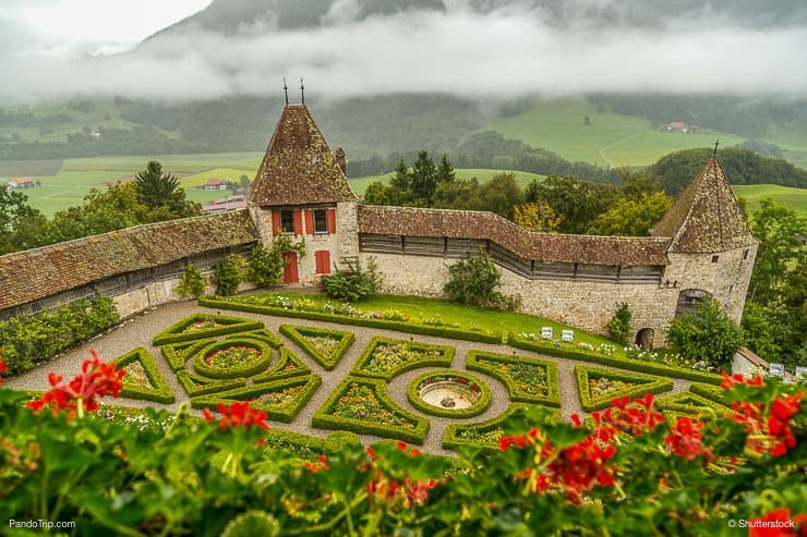 Gardens o the Gruyeres Castle, Switzerland