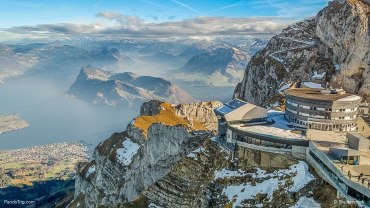 View to Swiss Alps from the top of Pilatus mountain
