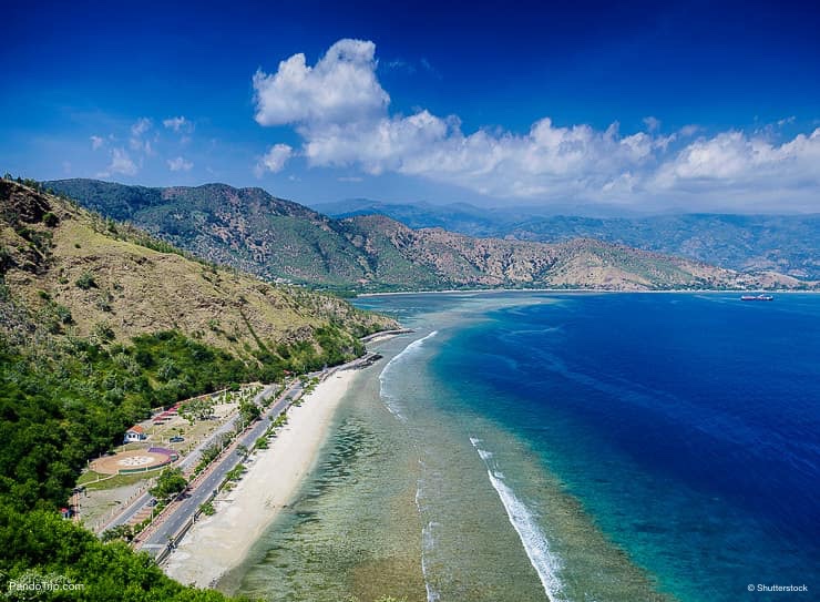 Cristo Rei landmark tropical beach in Timor-leste