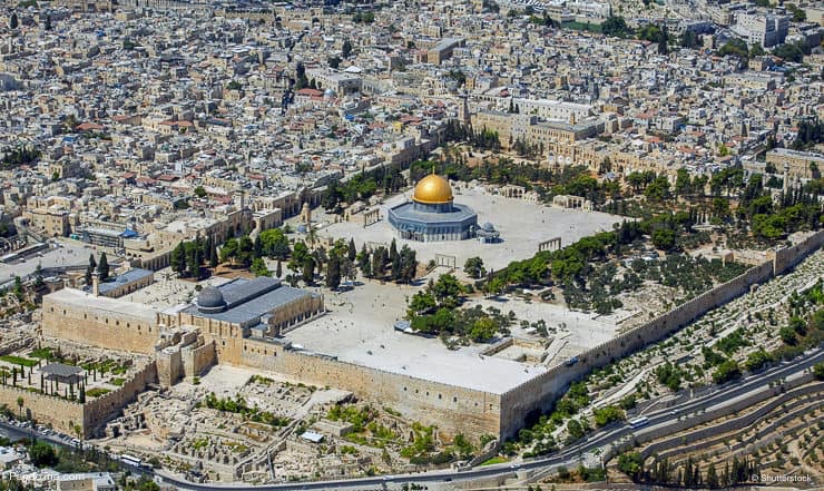 Drone view of Temple Mount, Jerusalem