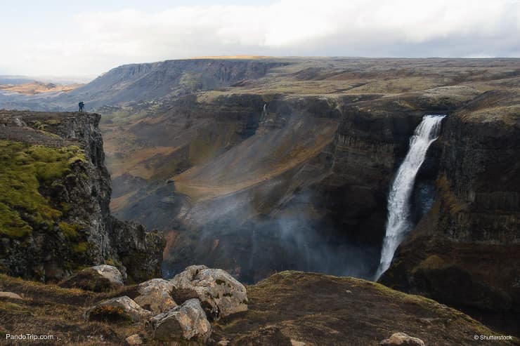 Haifoss Waterfall in Landmannalaugar canyon, Iceland