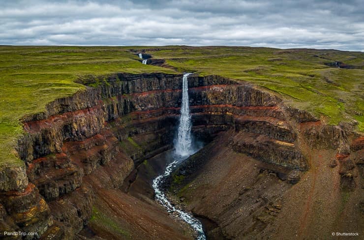 Hengifoss Waterfall from above