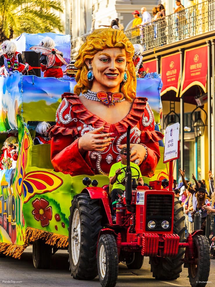 Mardi Gras parades through the streets of New Orleans