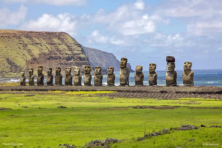 Moais of Ahu Tongariki, Easter island, Chile