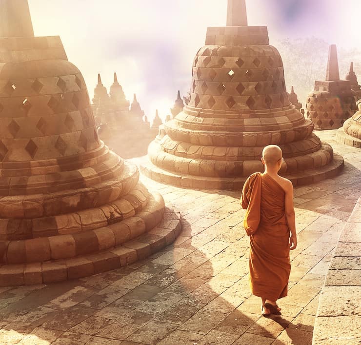 Monk at Borobudur Temple