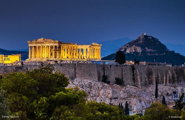 Parthenon of Athens at night