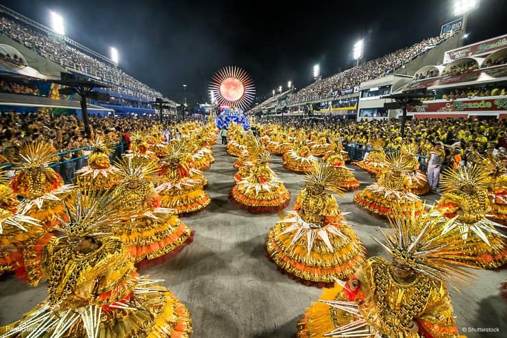 Samba school parade at Sambodromo during the Carnival in Rio de Janeiro, Brasil