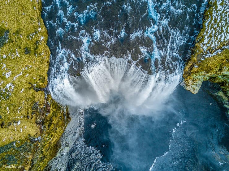 Skogafoss waterfall from above