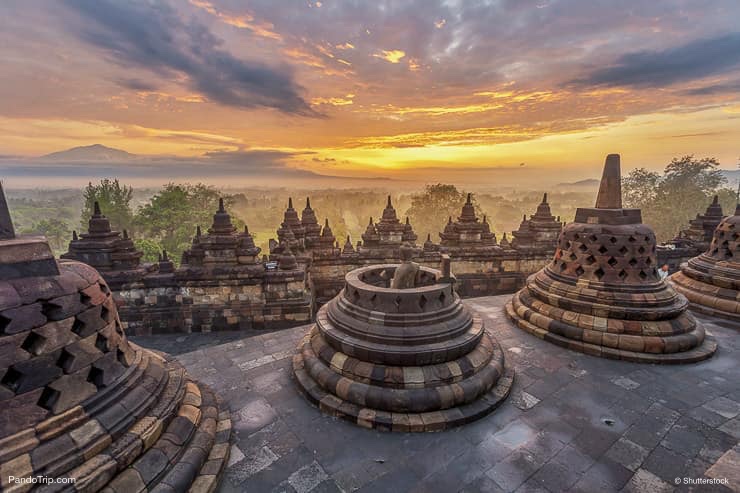 Sunrise seen from the Borobudur, Indonesia