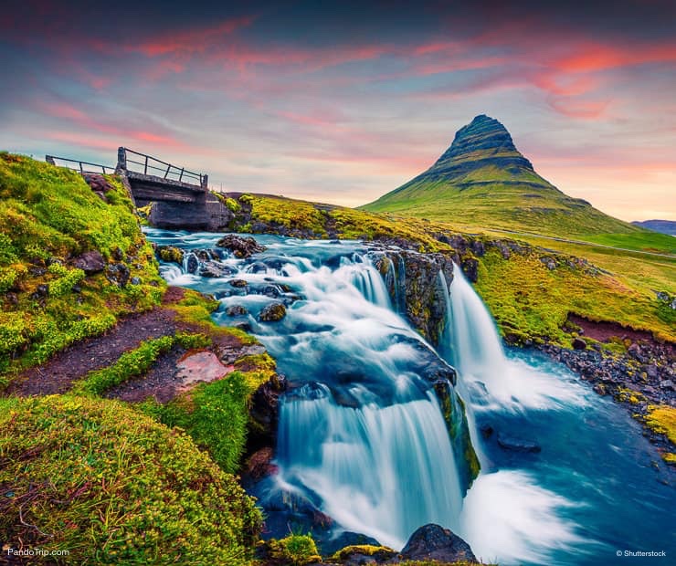 Sunset on Kirkjufellsfoss Waterfall