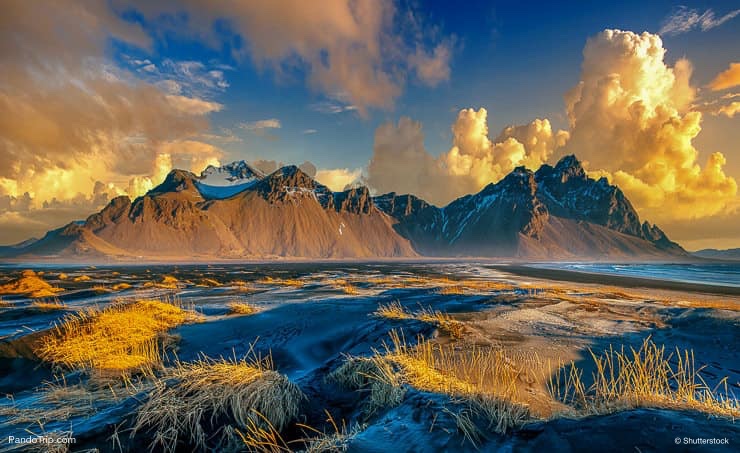 Sunset shoot at Stokksnes peninsula with the famous mountain Vestrahorn, Iceland